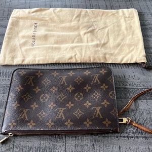 Louis Vuitton Wristlet Monogram Neverfull MM GM Pochette Pivoine w/ Wrist Strap